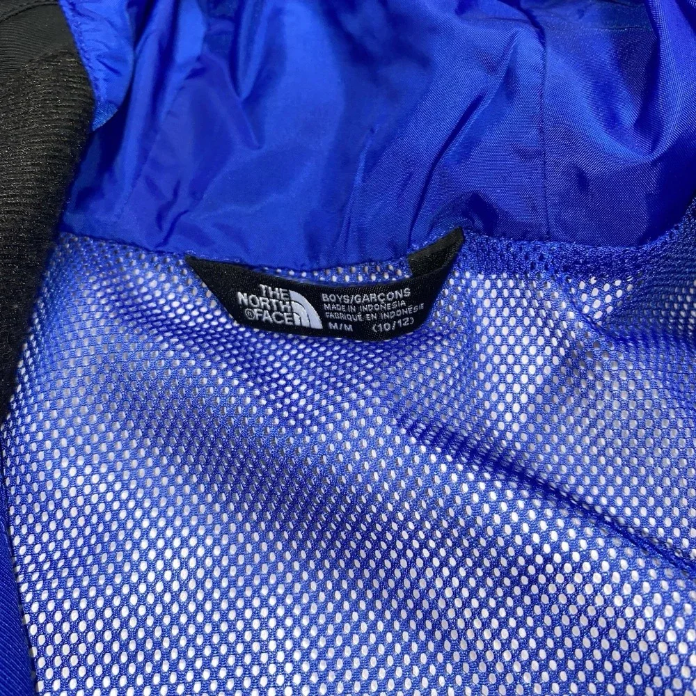 The North Face Boy's DryVent Hooded Rain Jacket M (10/12) Blue Black Windbreaker